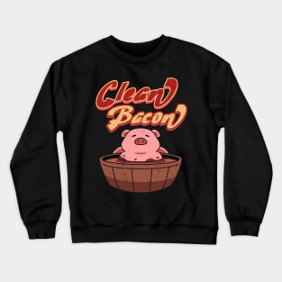 Retro Funny Pig Barbeque Smoker I Love Pigs Clean Bacon Joke Crewneck Sweatshirt